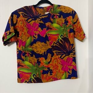 Vintage Che Studio Blouse Multi-color Size Small Made In Korea 100% Polyester